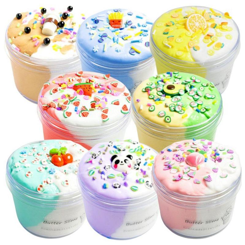  Slime Bơ Dành Cho Trẻ Em Bột Bông Hai Tông Màu Bột Trộn Tự Làm Chọc Bùn Đất Sét Tạo Mẫu Đồ Chơi Giảm Căng Thẳng Charm Slime Đất Sét Mềm Toy 