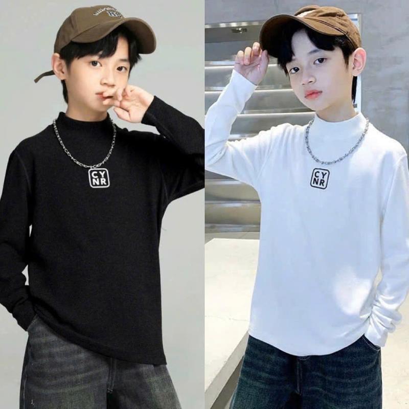 áo giữ nhiệt bé trai chất vải lót lông cào mềm mịn cổ 5 phân giữ nhiệt tốt cho mùa đông đường may kĩ Sơ Mi