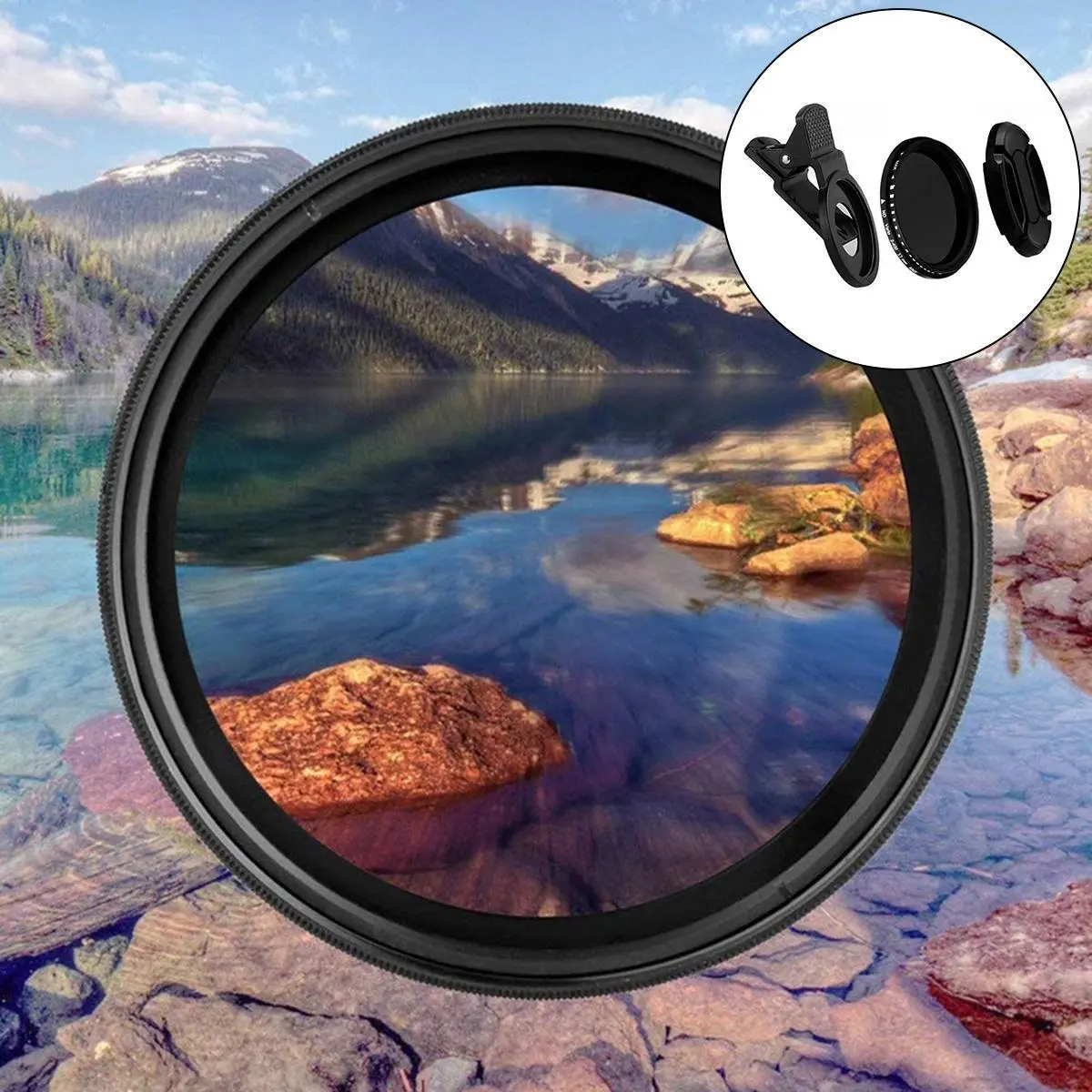 Fotografi Telefon Bimbit Universal, Diameter Besar, Penapis Cahaya ND Boleh Laras 37mm, Sesuai untuk Penggambaran Landskap, Kesan Khas, Lensa Kamera Luaran