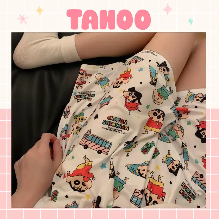 Quần đùi/short thun cotton hoạt hình nữ dễ thương ở nhà dưới 60kg
