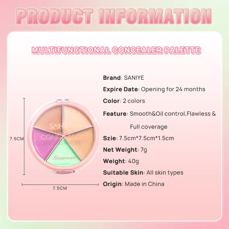 SANIYE [BPOM] Original Matte Concealer Makeup High Coverage 5 Warna Profesional Wajah Makeup R1179 6