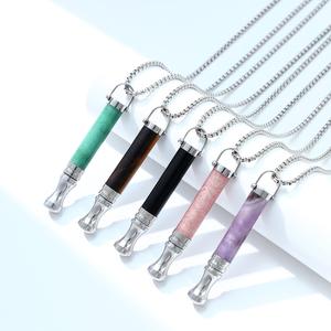 Q2235 Breathing Resistance Necklace Built-in Cotton Core Aromatherapy Decompression Assisted Meditation Anxiety Relief Jewelry Titanium Steel