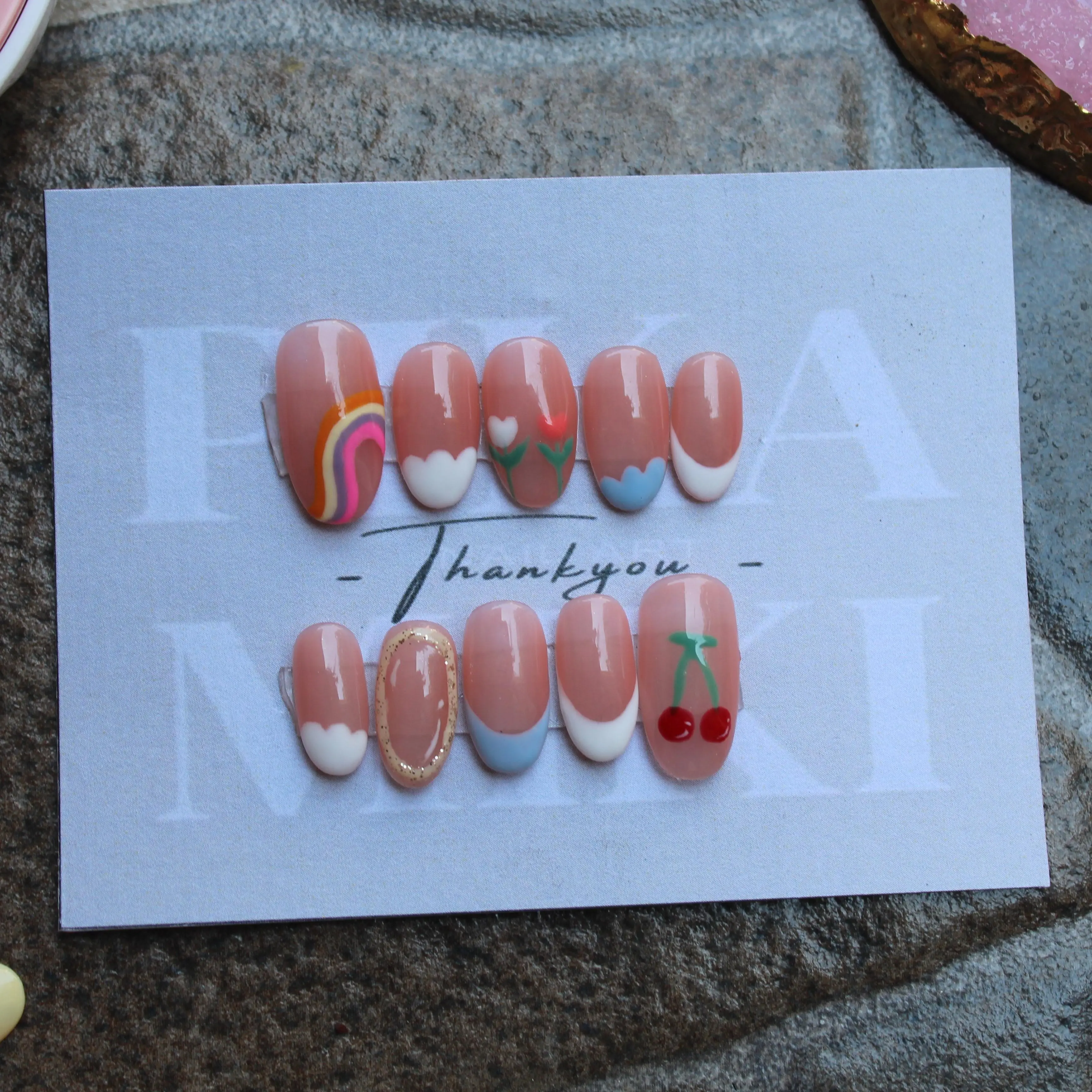 Handmade Custom Pretty Press On Nails Tahan Lama dan Dapat Dipakai Berkali-kali