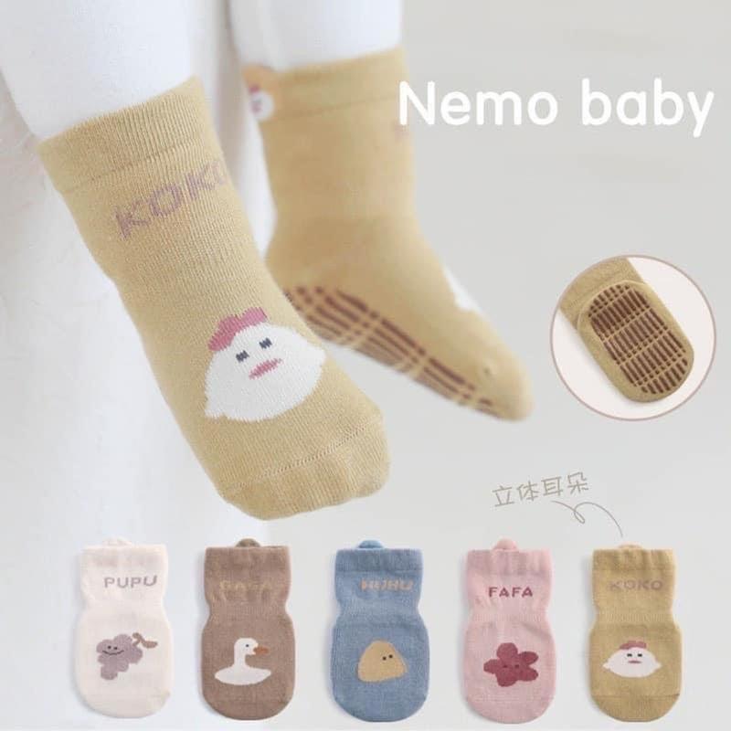 Set 10 Đôi Tất Vớ Chống Trơn Cho Bé Trai Bé Gái 0-3 Tuổi , Tất Vớ Sơ Sinh Nhiều Hình Dễ Thương Chất Vải Thoáng Khí Có Đế Chống Trượt Cotton Len