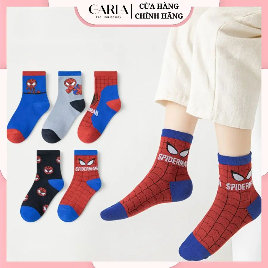 Combo 10 Đôi Tất Vớ Trẻ Em Unisex In Hình SIêu Nhân Vải Dệt Kim