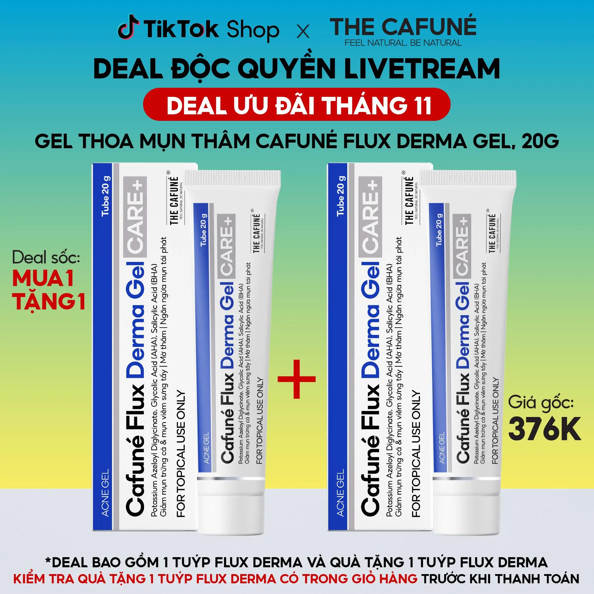 [DEAL ĐỘC QUYỀN: MUA 1 TẶNG 1] Tuýt Gel Mụn Thâm The Cafuné Flux Derma Gel 20ml
