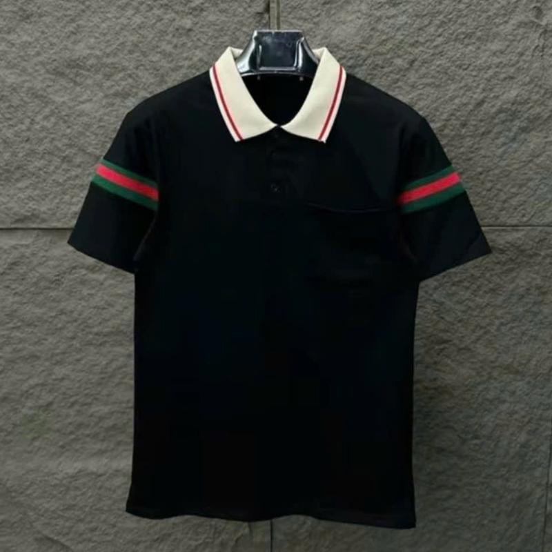 Áo Polo nam cổ bẻ thêu viền cánh tay phối cổ dệt màu trắng đen sang trọng lịch lãm-BUNZ STORE Menswear Shirt Cộc Tay Có Cổ Ngắn Tay