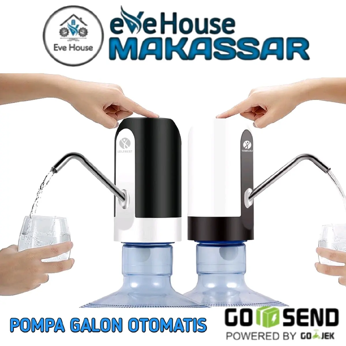 Makassar Pompa galon elektrik otomatis bisa cas ulang USB rechargeable
