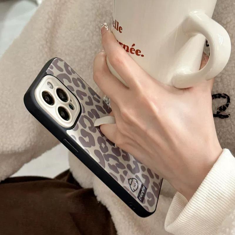 Fashion Leopard Pattern Phone Case with Ring Holder, Shockproof Phone Protective Cover, Phone Accessories Compatible with iPhone 16 15 14 13 12 11 Pro Max, Casing 4