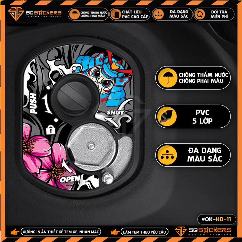 Set 4 loại Tem Dán Ổ Khóa Cơ Honda Thiết Kế Samurai | OK-HD-11 | Decal Dán Ổ Khóa Xe Vision SH Wave Winner Air Blade Winner X