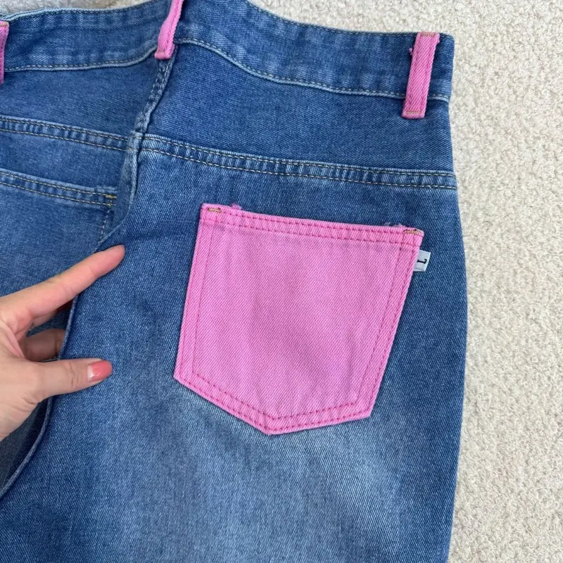 Quần baggy Bigsize Nữ cách điệu rách xanh viền đai túi hồng tôn dáng thời trang năng động cá tính size 60-95kg - Q504 4