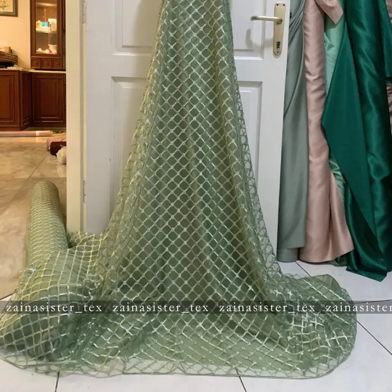 Kain Brukat Tille Kotak | Tille Jaring | Tille Mesh Kotak Square Korea 1/2 meter 2
