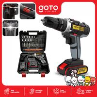 Gambar (Promo Special) Kova [COD] Fixer Cordless Drill 10mm Set Mesin Bor Tangan Baterai Tembok 21V - Grey Black dari Goto Living Kota Tangerang 5 Tokopedia