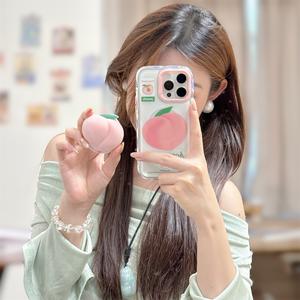 เคสโทรศัพท์ พีช เข้ากันได้กับ iPhone 16 Pro Max และ iPhone 14 สีชมพูสด พีช ดีไซน์เรียบง่ายให้ความรู้สึกระดับไฮเอนด์ ป้องกันทั้งตัว ฝาครอบ