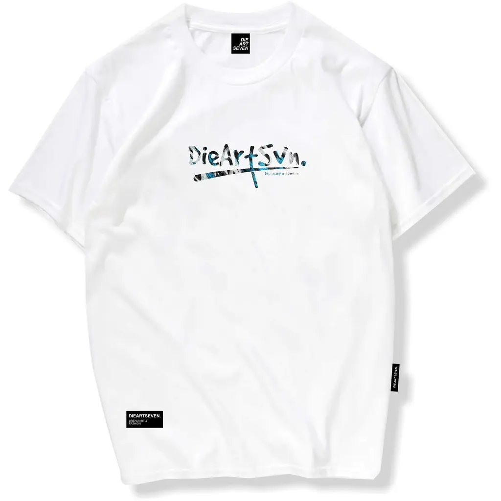 KAOS PRIA | WANITA DISTRO DIEARTSEVEN ART BORDER BLUE T-SHIRT WHITE