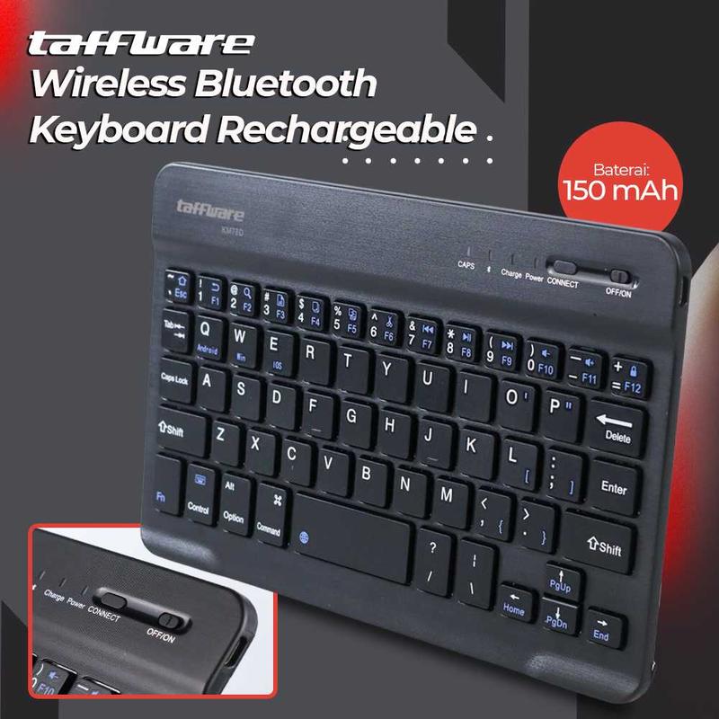 Taffware Keyboard Wireless Mini Bluetooth Rechargeable KM78D Bisa Dicas ...