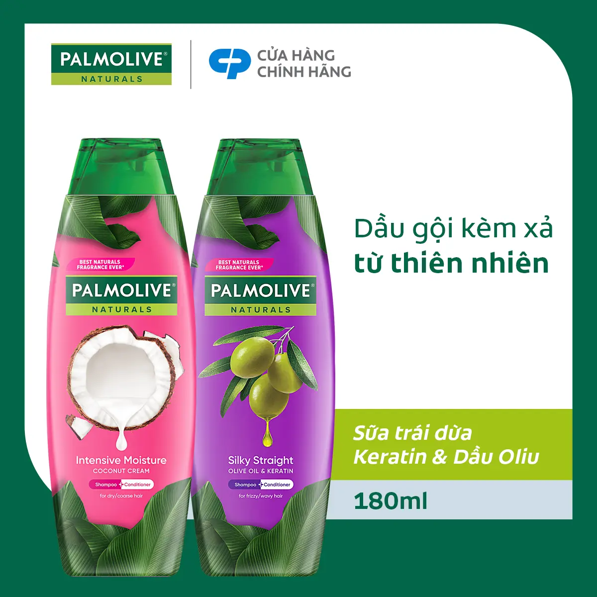 [HB Gift] Dầu gội Palmolive kèm dầu xả chiết xuất thiên nhiên dưỡng tóc bồng bềnh 180ml