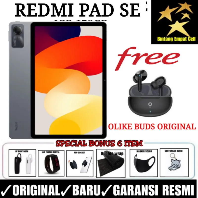 (EXCLUSIVE KAMEGHAPE) XIAOMI REDMI PAD SE 4/128 GARANSI RESMI 0