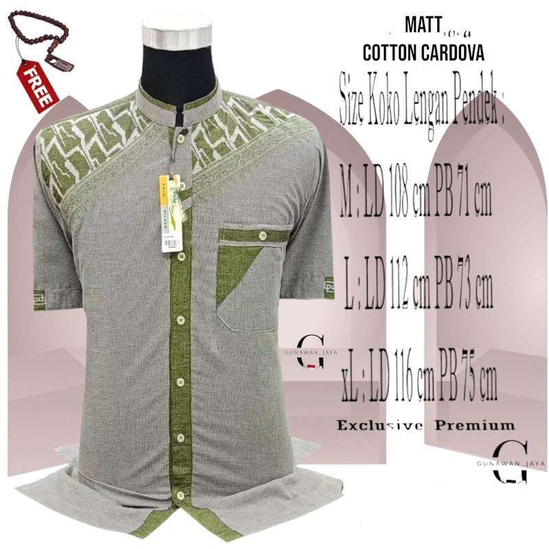 BAJU KOKO DEWASA LENGAN PENDEK LEBARAN 2025 Motif Bordir Kancing MUSLIM Pria 0