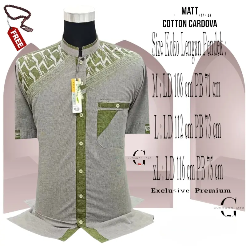BAJU KOKO DEWASA LENGAN PENDEK LEBARAN 2025 Motif Bordir Kancing MUSLIM Pria 0