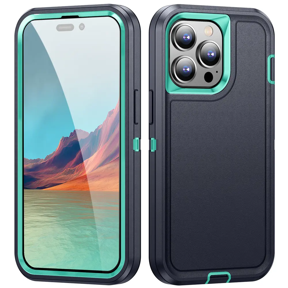 3 in 1 Hybrid Armor Shockproof Defend Case  For iPhone 12 13 11 14 Pro Max 15Plus Heavy Duty Protection Rugged PC Silicone Cover