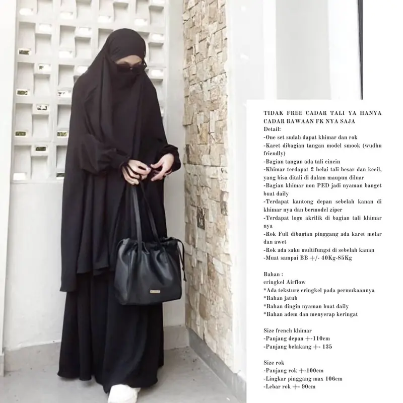 Tsurayya -(FK+Rok) Inara one set crinkle airflow syari set frenchkhimar dan rok 5