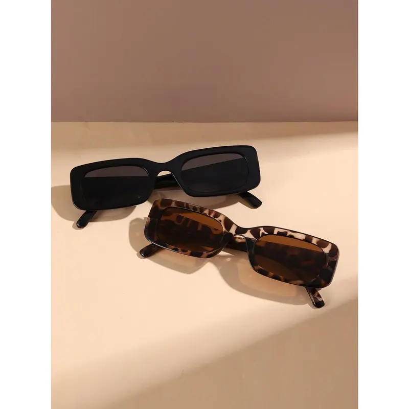 2pcs Y2K Square Cute Vintage Beach Fashion Eyeglasses For Men & Women 3