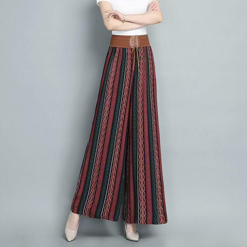 Product Introduction of Quần Culottes Ống Rộng, Hàng Mới Về, Thời Trang Thường Ngày Cạp Cao, Sọc, Thanh Lịch, Co Giãn, Dành Cho Mẹ Và Phụ Nữ, Thiết Kế In Hình, Giảm Giá Xả Hàng 7