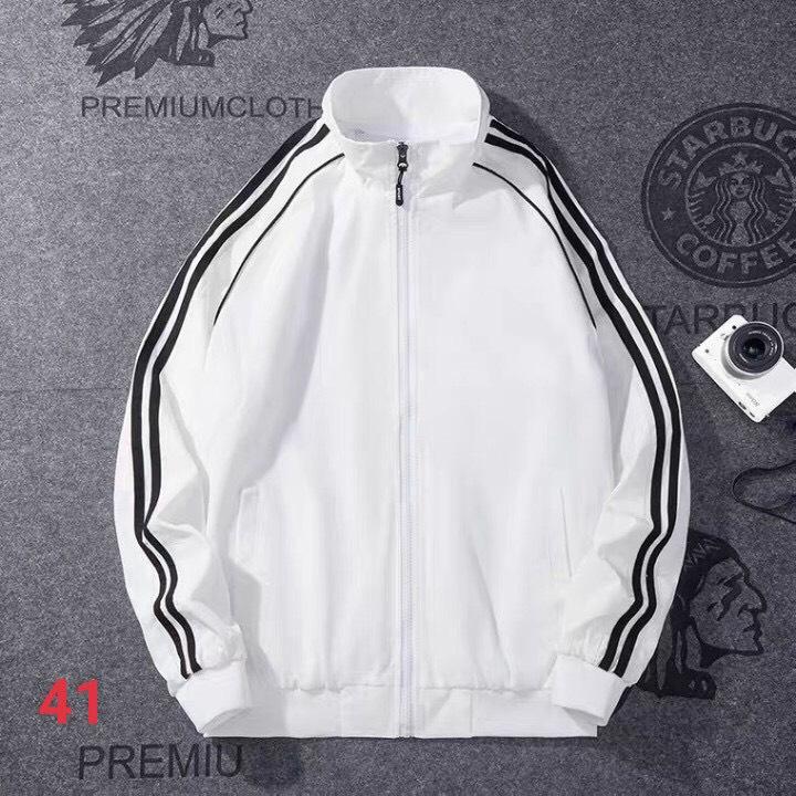 áo khoát dù nam nữ trắng viền đen - chất liệu dù 2 lớp ms41 Menswear Jacket