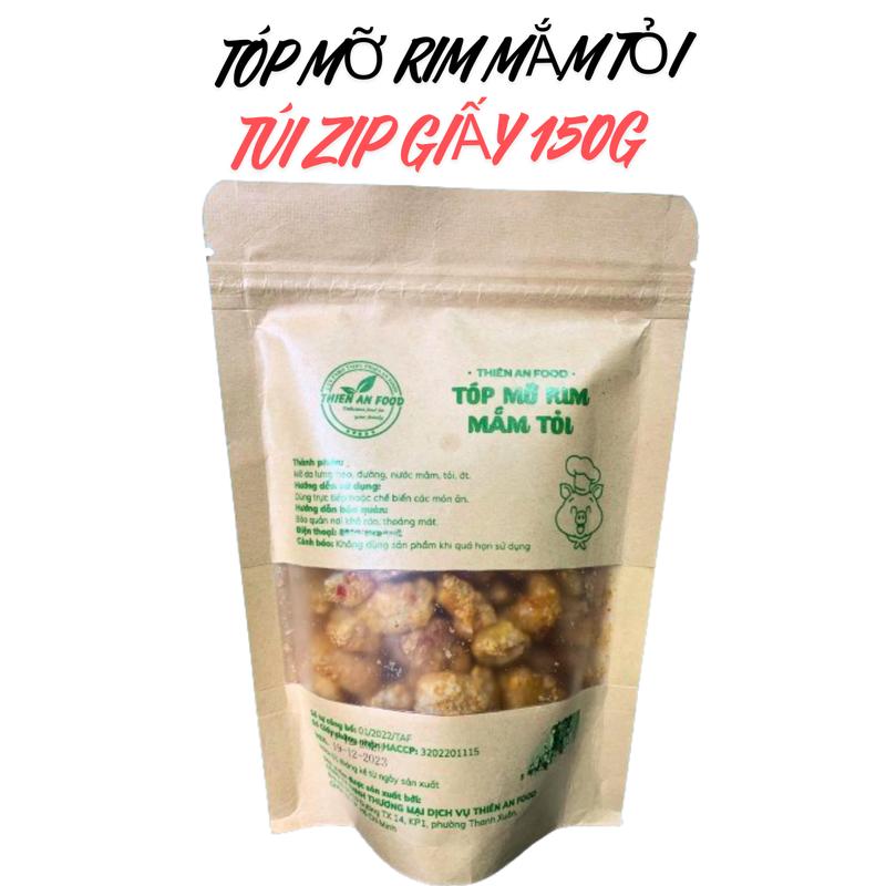 Đồ ăn vặt   liền da giòn rim mắm tỏi TÚI ZIP GIẤY 150G  An  Thức Ăn Cay snackkingdom          bánh  tráng    com  chay mam     thiên An food tóp  mỡ
