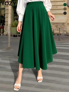 YOZY Women's Plain Knot Back High Waist Skirt, Elegant Fashion Long Skirt for Daily Outdoor Wear, Women's Bottoms for Spring & Fall