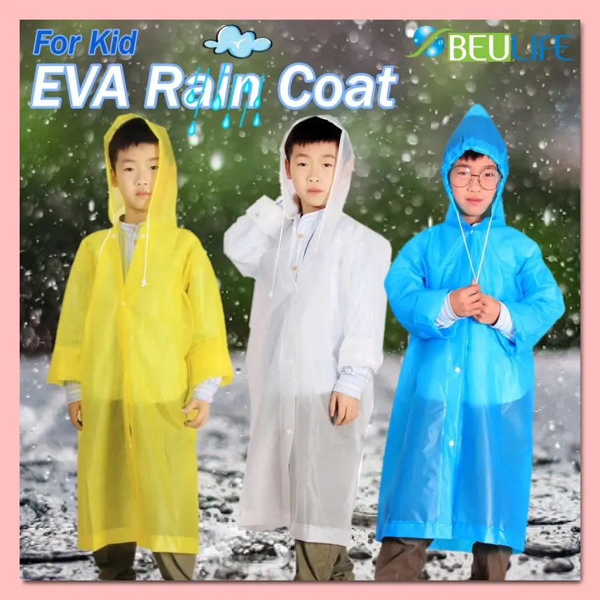 BEULIFE EVA Children Kid Rain Coat Reusable Unisex (Male & Female) Children Raincoat Fashionable Waterproof Rain Coat Baju Hujan Budak