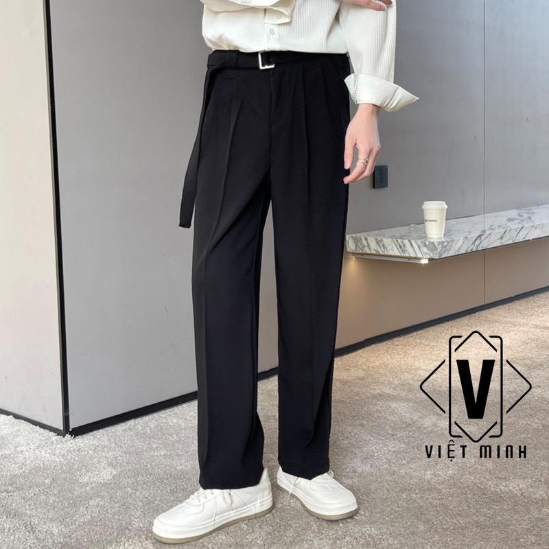 Quần Âu Nam VIỆT MINH Ống Rộng Kèm Đai Tôn Dáng Che Khuyết Điểm thời trang mới QD003 - Kem - Menswear