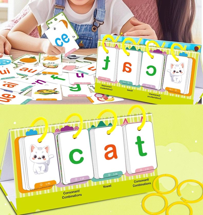 129Pcs Phonics English Flash Card CVC Words Vowel Consonant Desk ...