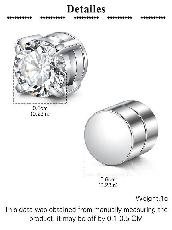 Magnetic Earrings Set, Fake Diamond Magnetic Earrings, Stainless Steel Non Pierced Earring Jewelry, Fashion Accessories for Men & Women 7