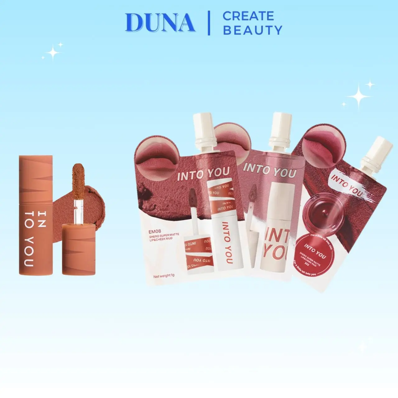 Son Lì Kem Into You Mờ Thâm Môi Mềm Mịn Tone Hồng Đất Mini 1g Bền Màu Lâu Trôi Duna Beauty