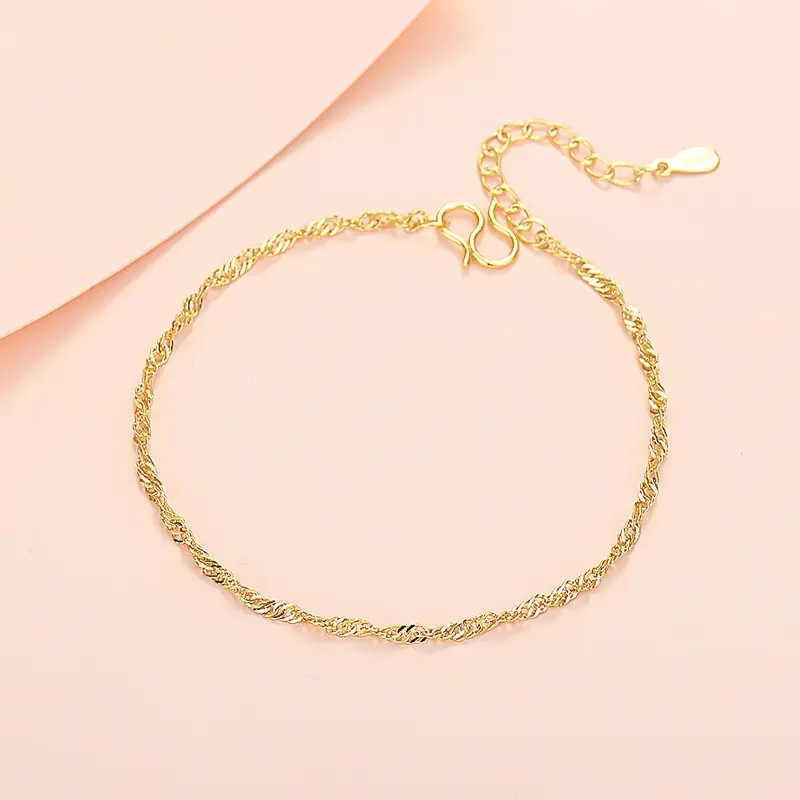 Water Wave Chain Bracelet Student Jewelry Women's Fashion Anniversary Birthday Personalized Auspicious Gift Simple Accessories Popular Date Cute Wild Graceful European and American Style