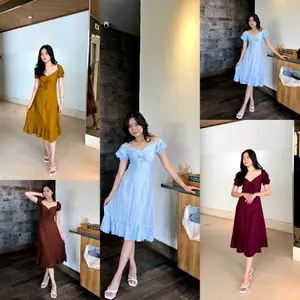 Dress CASSANDRA Korea  - Dress Kondangan Wanita 110cm - Dress polos - Bahan Rayon - Casual, Bumil, Midi