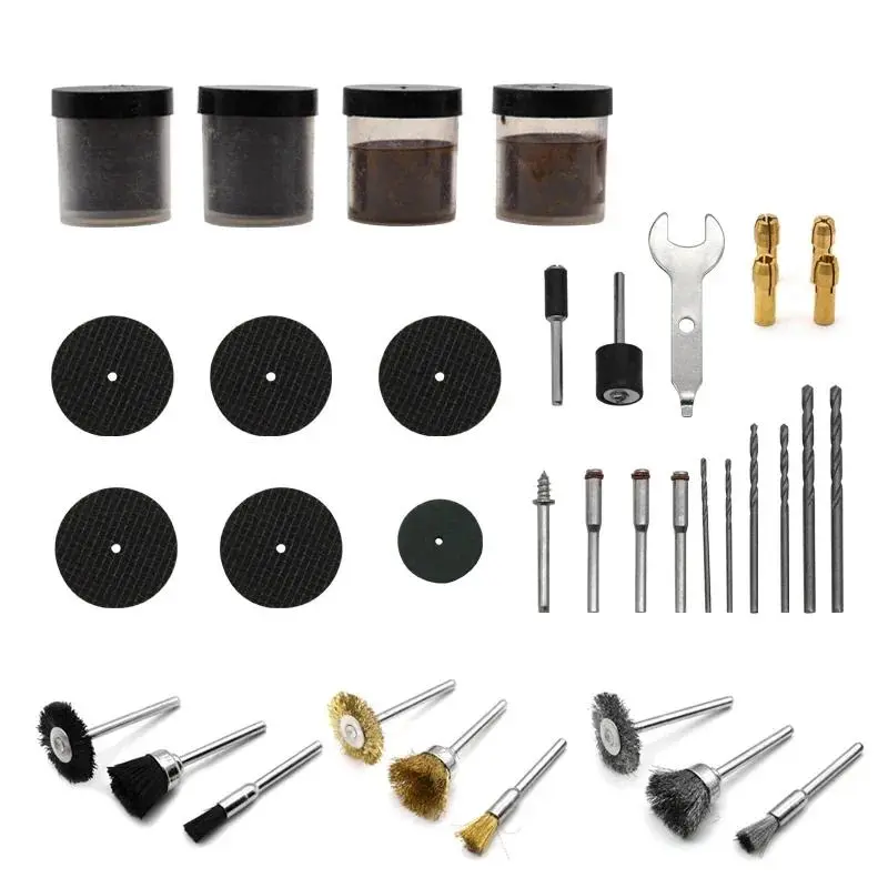 Bộ đầu chà nhám mài mini Dremel, phụ kiện công cụ Quay, bộ dụng cụ đánh bóng cho máy khoan mài điện, dụng cụ mài mòn, thích hợp để tự làm 1