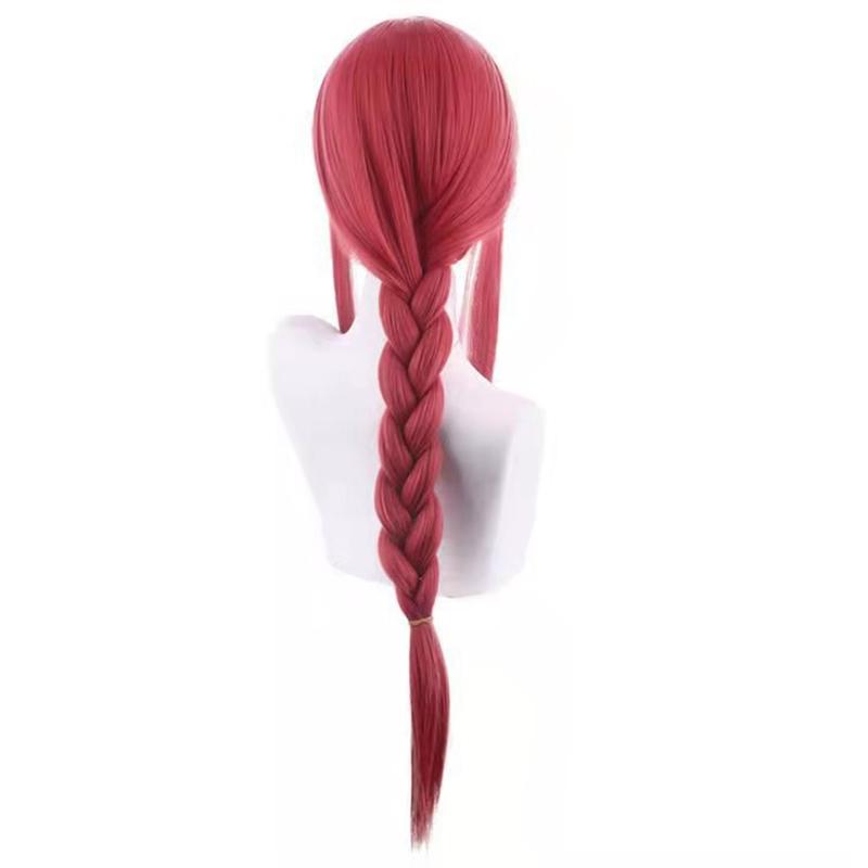 Phụ Kiện Tóc Giả Hóa Trang Anime Makima, Dành Cho Nữ, Cosplay Người Máy Cưa Xích, Tóc Tổng Hợp Bện Thẳng Dài, Thích Hợp Cho Halloween, Tóc Giả Dự Tiệc Nhập Vai Màu Đỏ 1