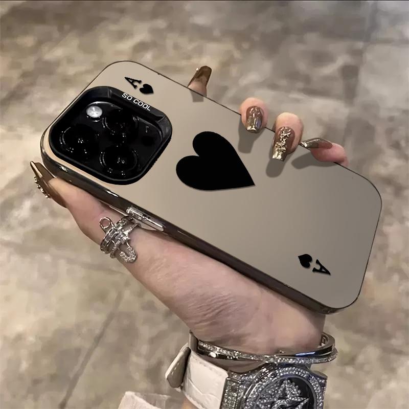 Ốp Điện Thoại Họa Tiết Spade A, Thiết Kế Sáng Tạo, Tương Thích Với iPhone 11, 12, 16, 13, Pro Max, 14, 15, 7, 8 Plus, SE 2020, XR, X / XS Max, Được Làm Bằng Nhựa, Khung Gương Lắp Ráp, Ốp Cứng, Chống Sốc 0