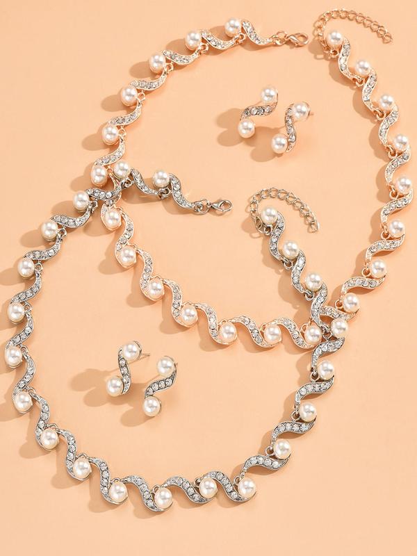 Fashion Faux Pearl Decorated Jewelry Set, Including Necklace & Earrings, Fashion Jewelry for Party, Daily Decor, Trendy All-match & Exquisite Jewelry for Birthday Gift 7