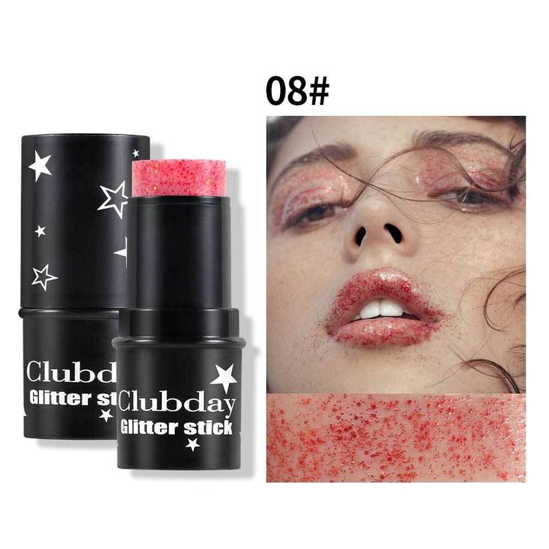 Product Introduction of Green Sequins Glitter Gel Stick Multi-purpose Nail Hair Face Body Glitter Balm Flash Loose Sequins Cream Festival Stage Makeup 25