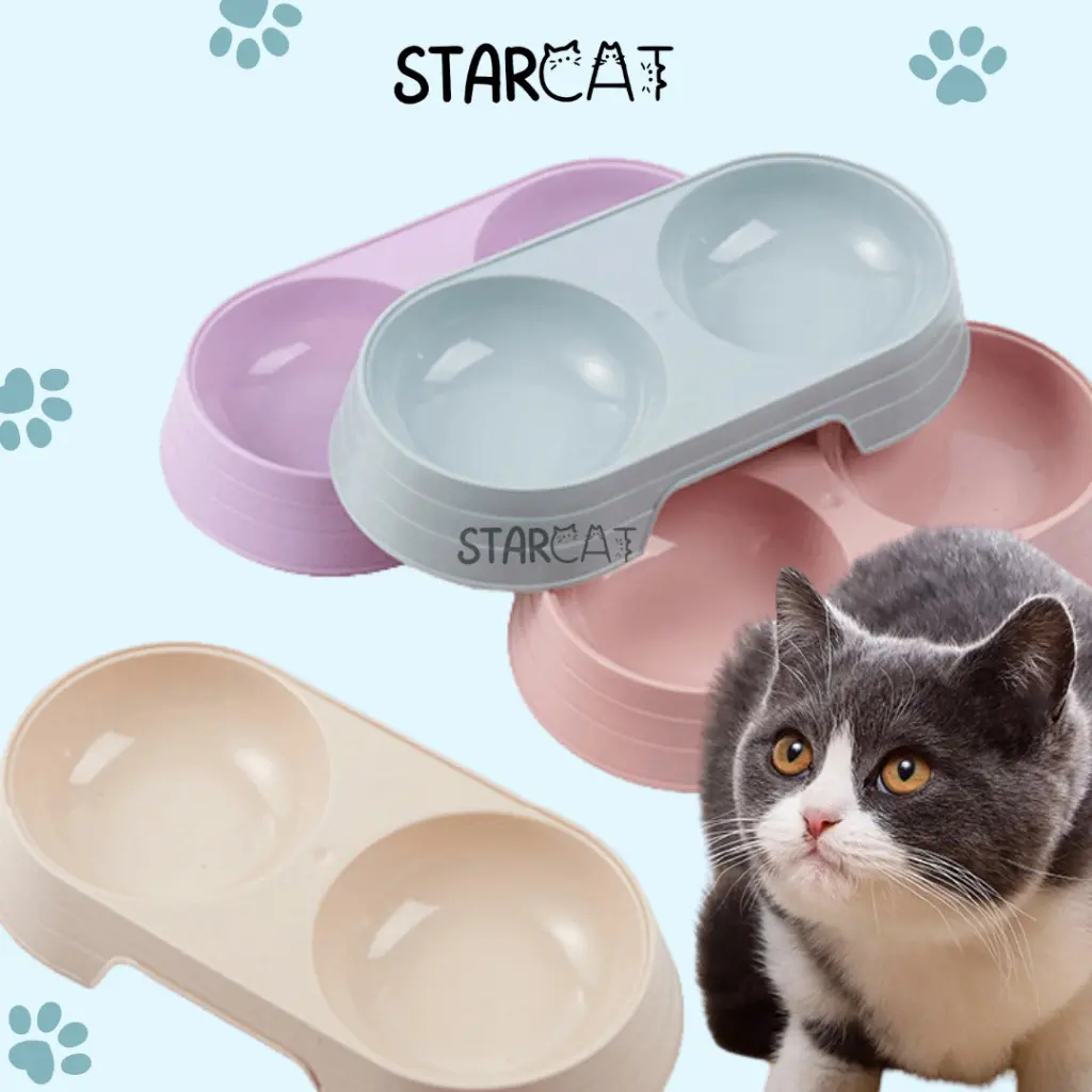 SC Tempat Makan Minum Kucing Double 2in1