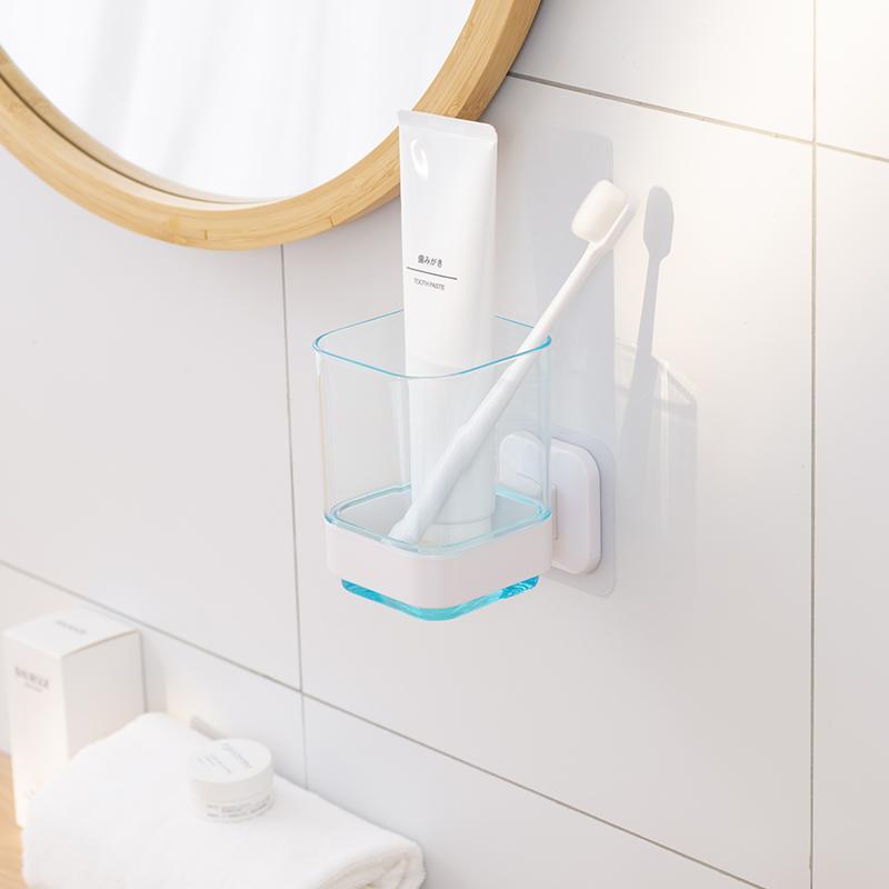 Product Introduction of Wall Mounted Toothbrush Holder, Punch Free Toothbrush Storage Rack, Universal Bathroom Supplies for Home Use, Home Supplies 5