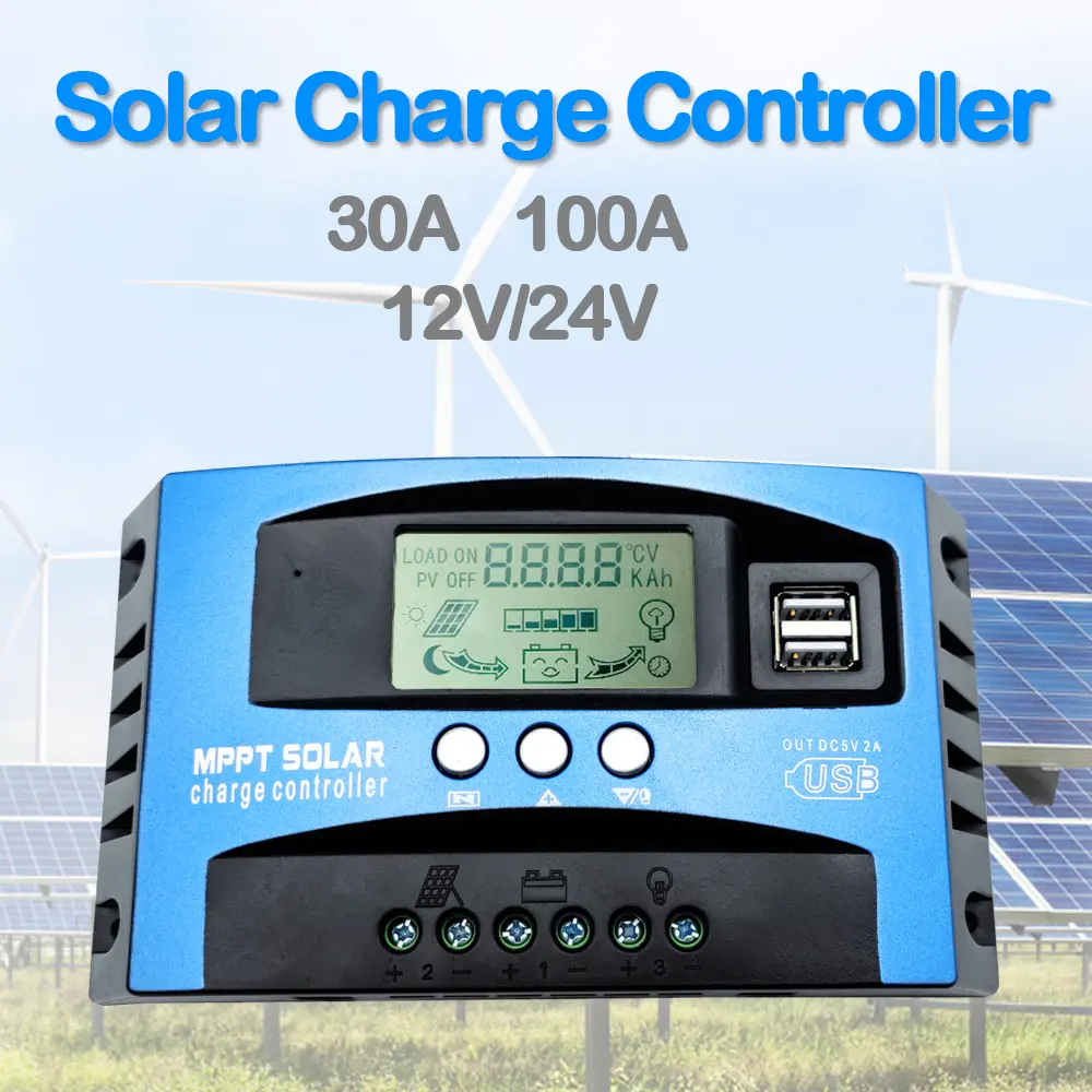 Industrial-Grade MPPT Solar Controller Set with 100A 12V/24V Large Screen LCD Display