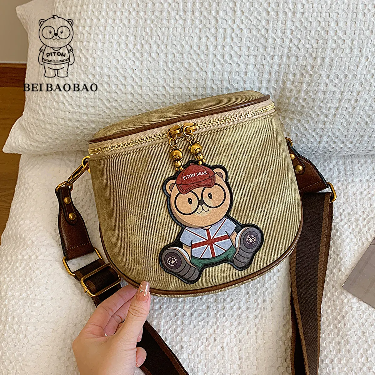 Women's Portable Bag Vintage Printed High Quality Messenger Bag Women's 2024 Autumn and Winter New Casual Trend Shoulder Crossbody Women's Bag