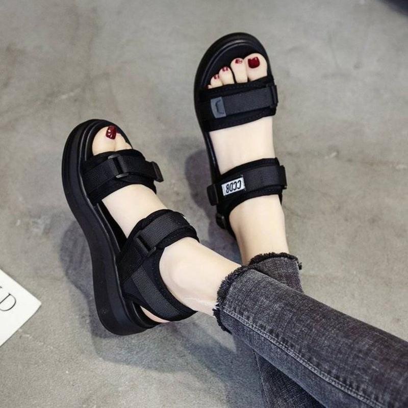 Dép Sandal nữ Xăng-đan quai ngang dép quai hậu phong cách Hàn Quốc 2024 tăng chiều cao 5cm CCDB