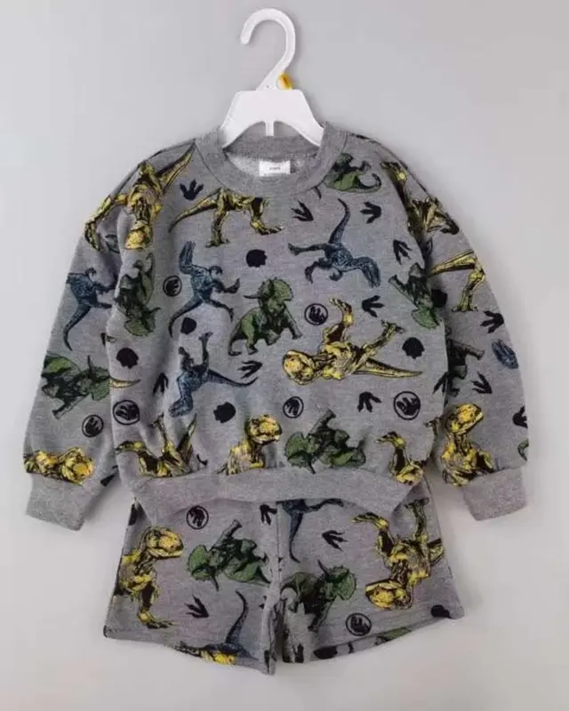 Clay Kids - Setelan sweater lengan panjang celana pendek unisex import 3