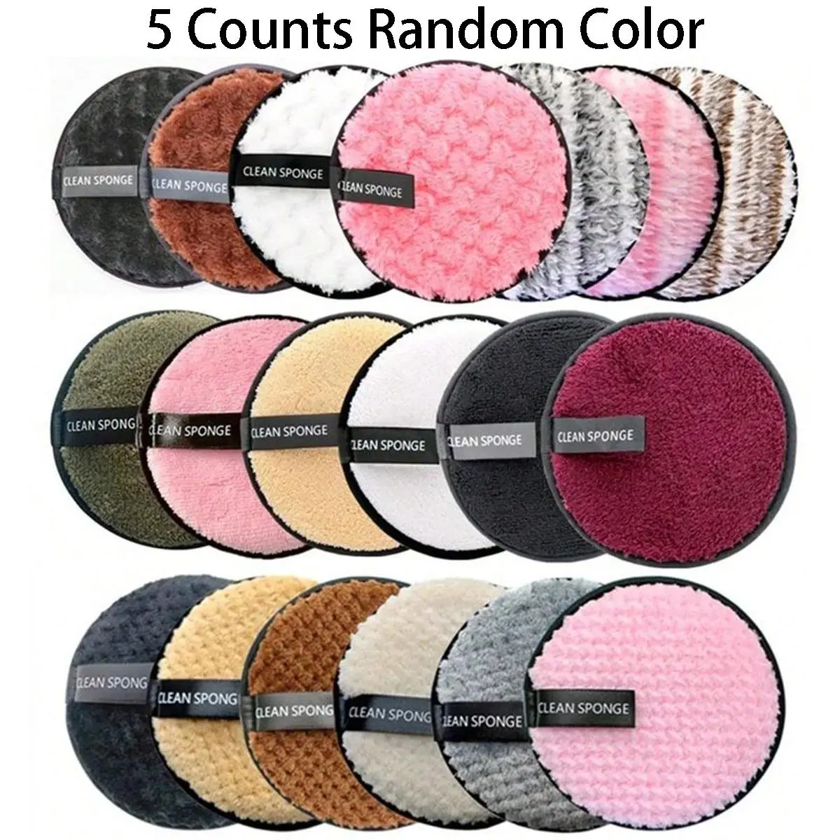Soft Makeup Remover Cleansing Puff, 5 Counts/set Makeup Remover Cleansing Tool, Facial Cleansing Tool for Men and Women
